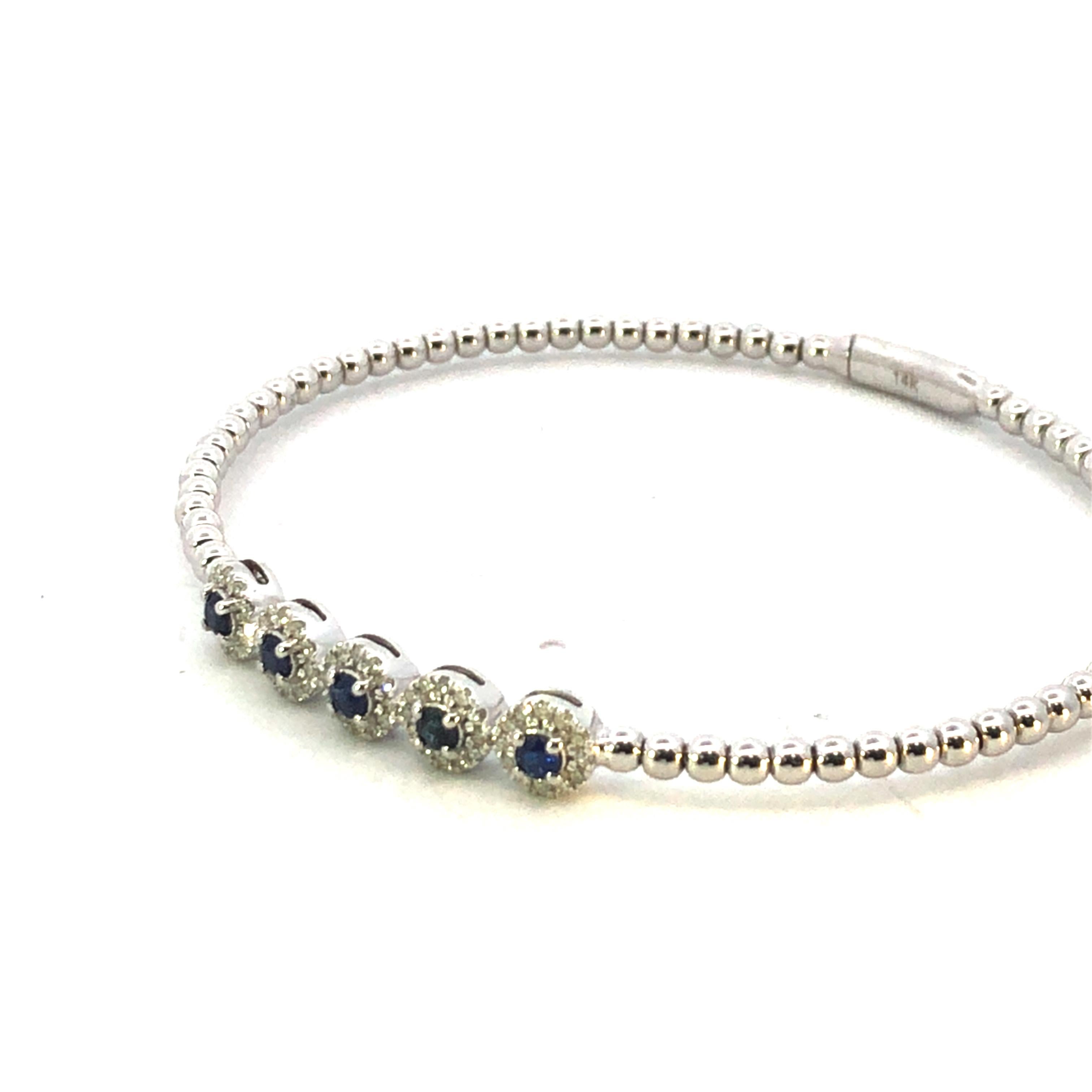 Bracelet jonc Flex diamant et saphir D.35ct S.40ct 14kwg Neuf - En vente à New York, NY