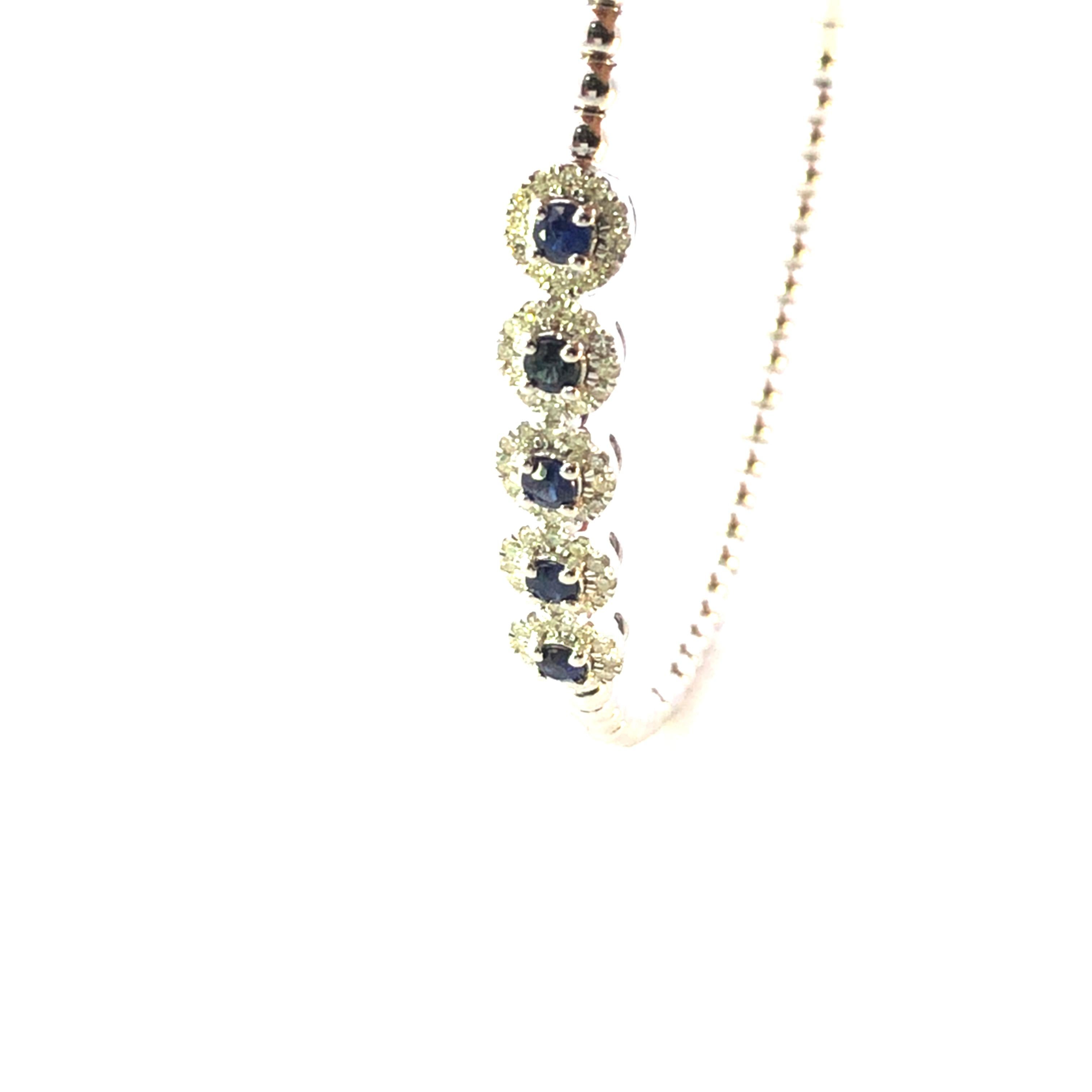 Bracelet jonc Flex diamant et saphir D.35ct S.40ct 14kwg en vente 1