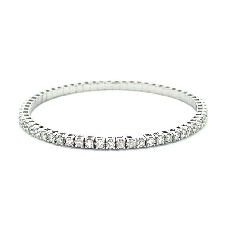 Modern Flex Diamond Tennis Bangle 3.75ct 14k White Gold 7