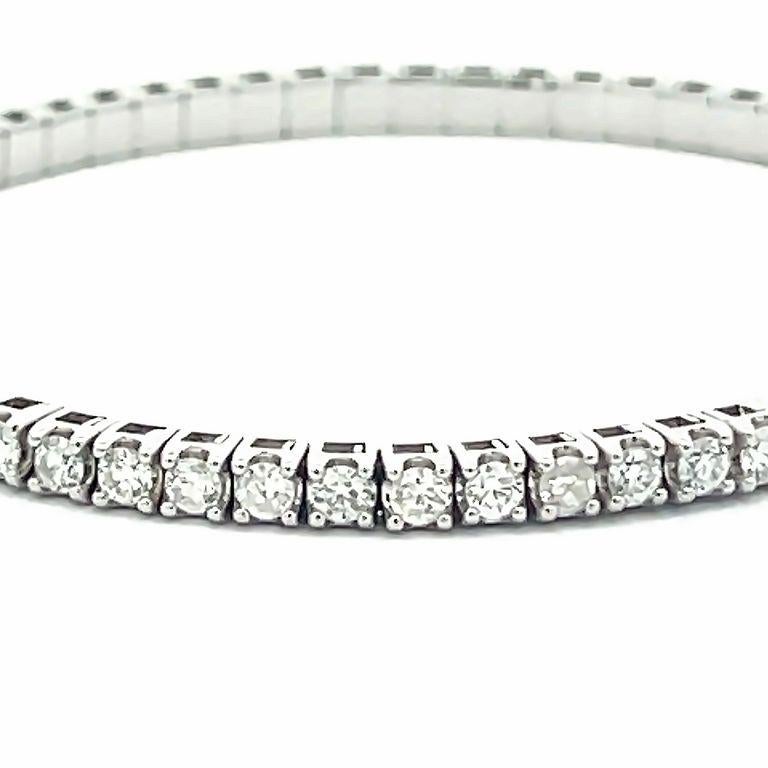Round Cut Flex Diamond Tennis Bangle 3.75ct 14k White Gold 7