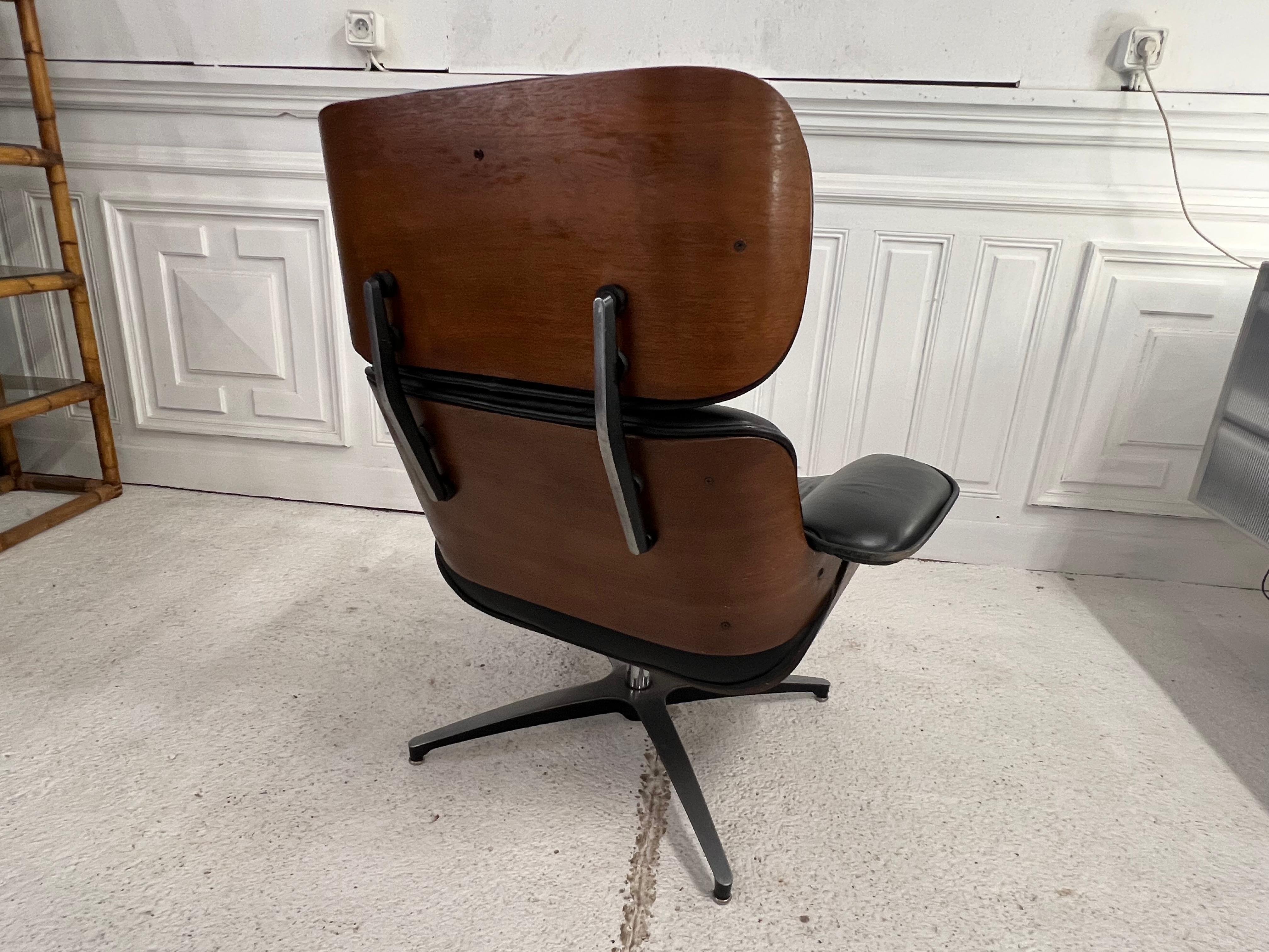 Metal Flex Lounge Chair 1970 with Ottoman, France 