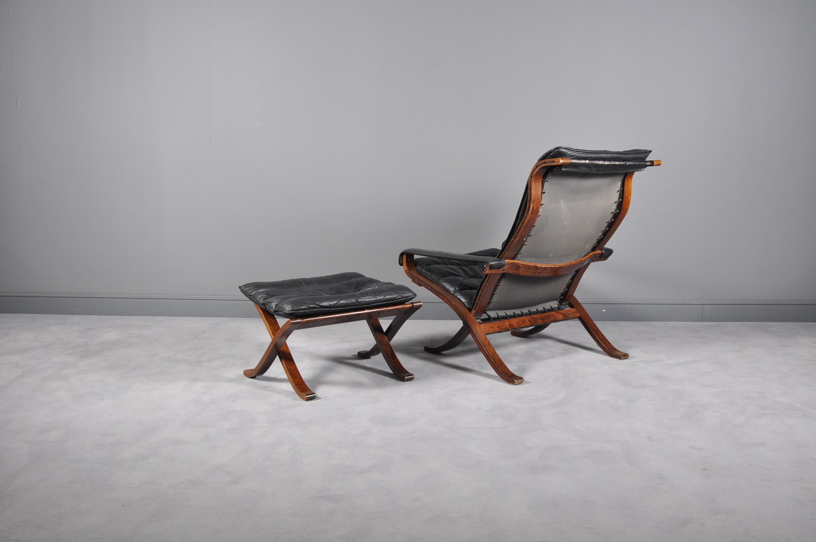 Scandinavian Modern Flex Lounge Chair and Ottoman by Ingmar Relling for Westnofa, 1960s For Sale