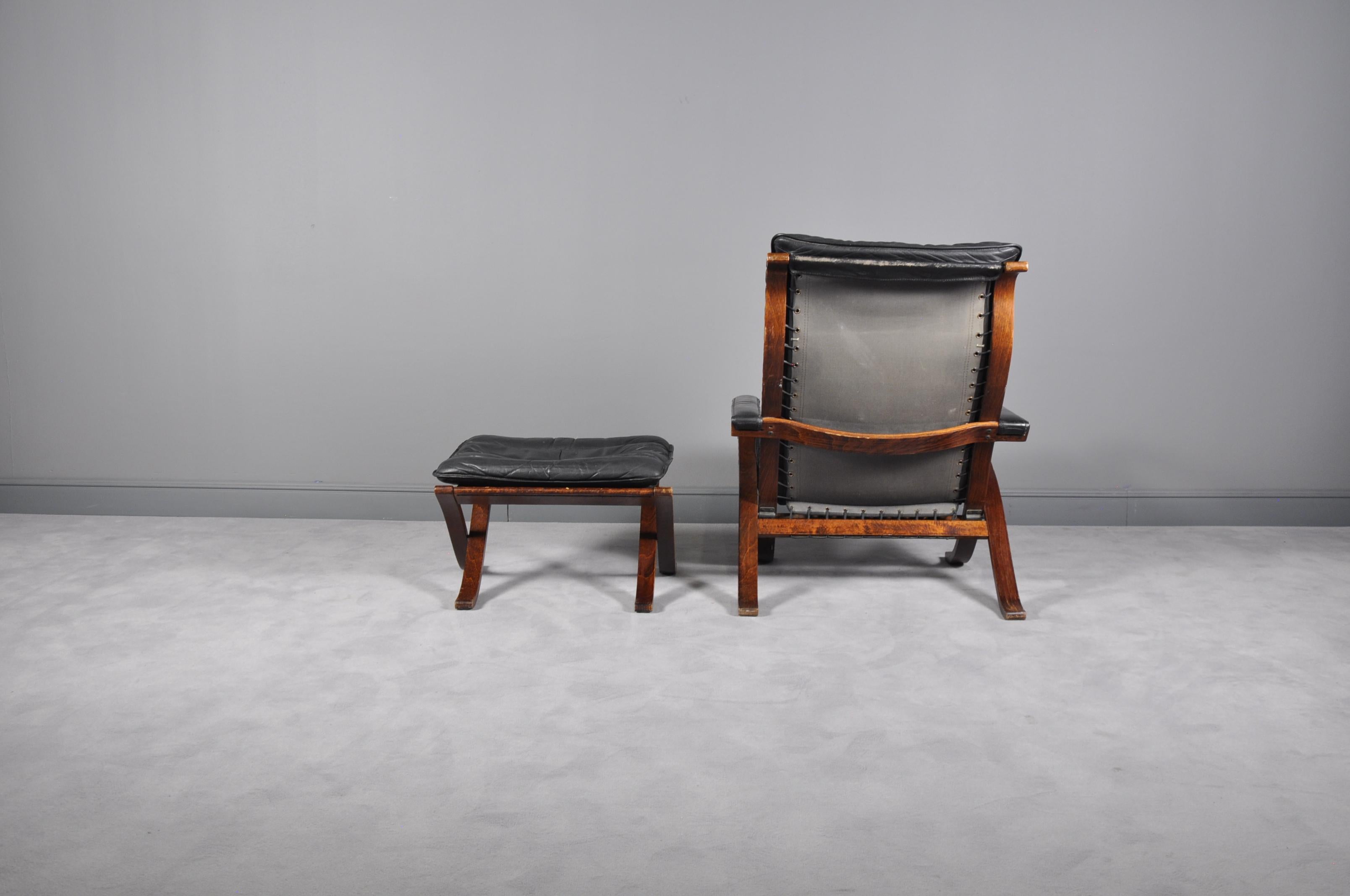 Norwegian Flex Lounge Chair and Ottoman by Ingmar Relling for Westnofa, 1960s For Sale