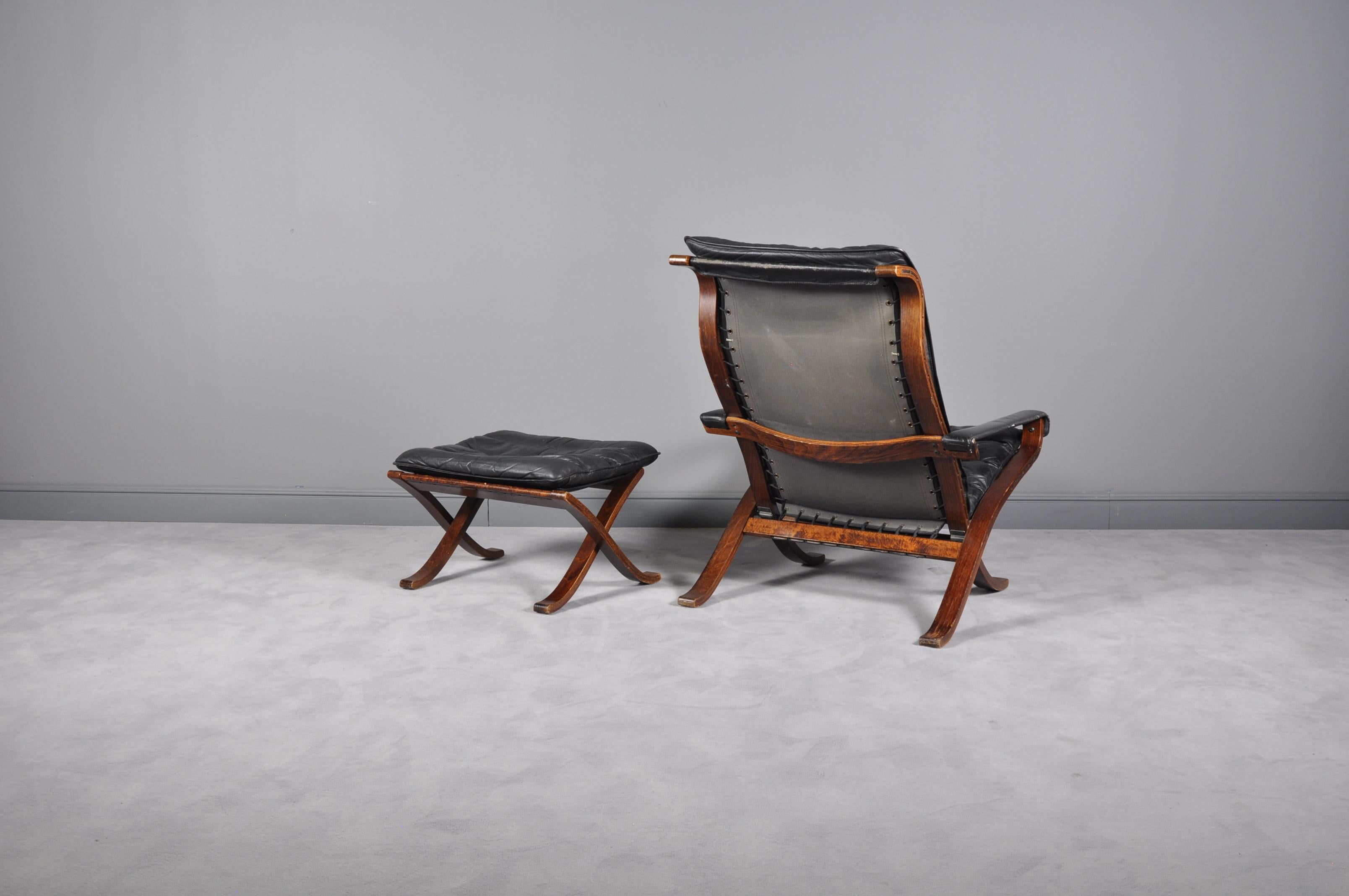 Flex Lounge Chair and Ottoman by Ingmar Relling for Westnofa, 1960s In Good Condition For Sale In Bucharest, RO