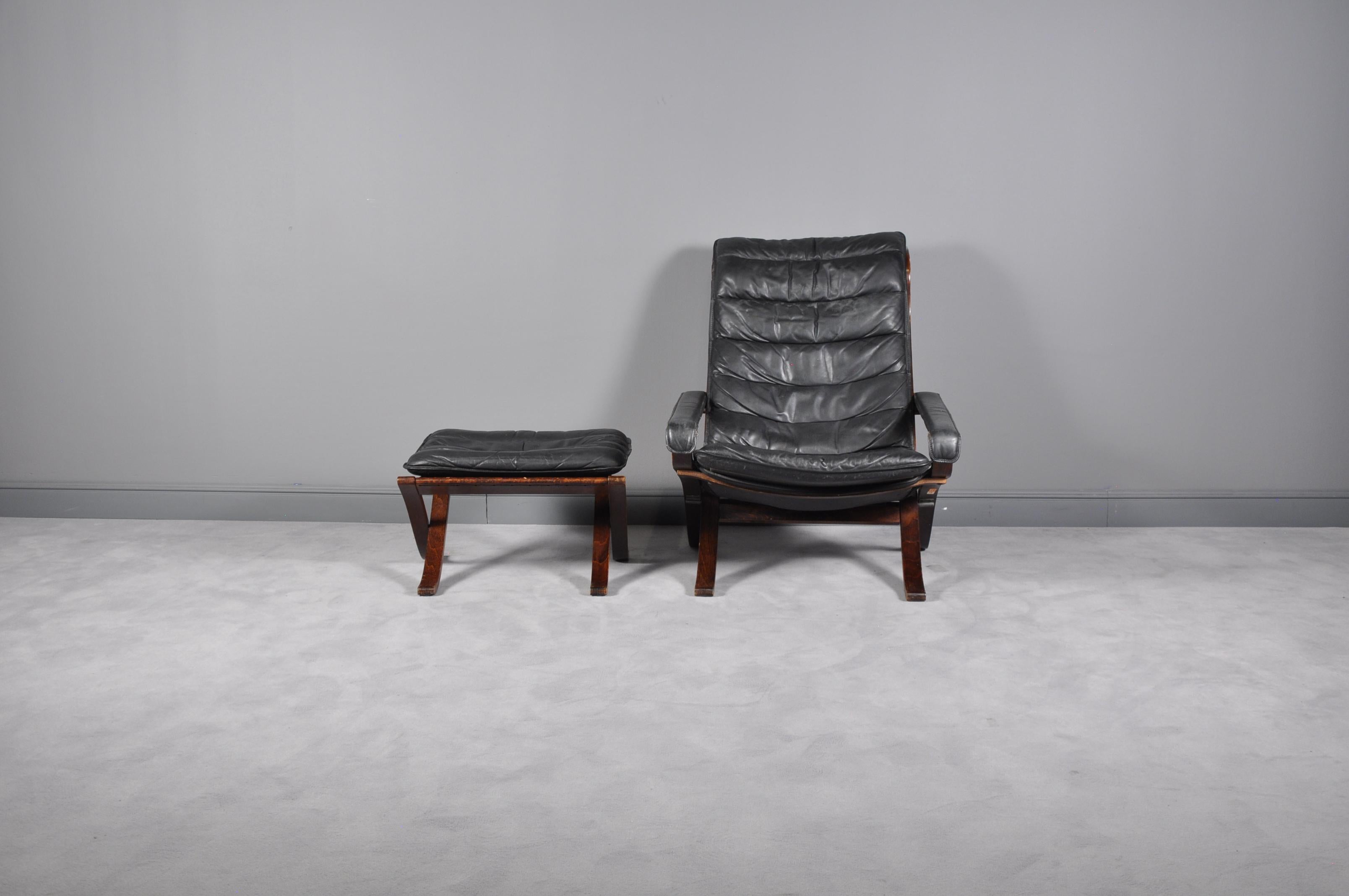 Mid-20th Century Flex Lounge Chair and Ottoman by Ingmar Relling for Westnofa, 1960s For Sale