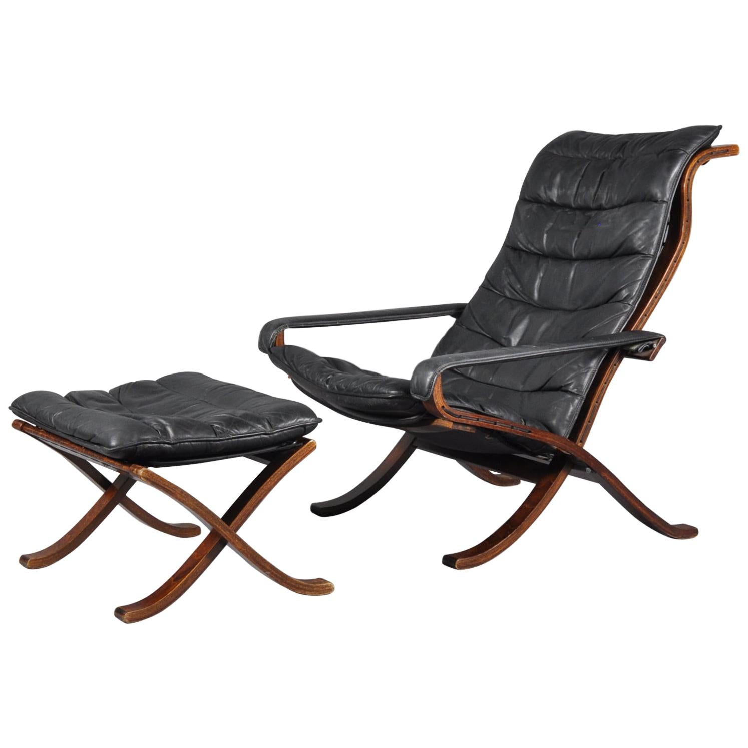 Flex Lounge Chair and Ottoman by Ingmar Relling for Westnofa, 1960s For Sale