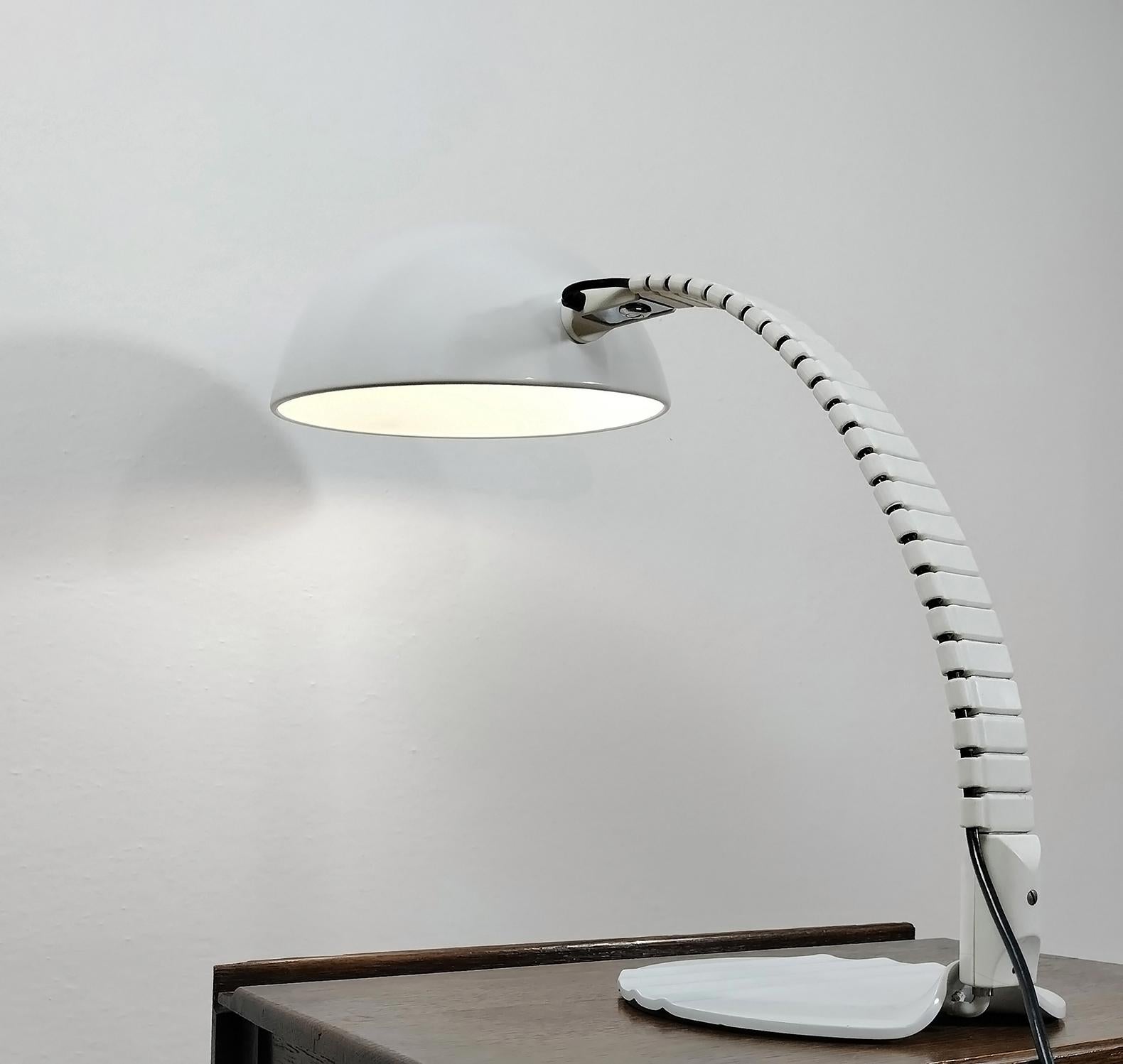 Late 20th Century Flex or 660 Table Lamp in White Metal and Resin by Martinelli Luce 1970s Italy For Sale