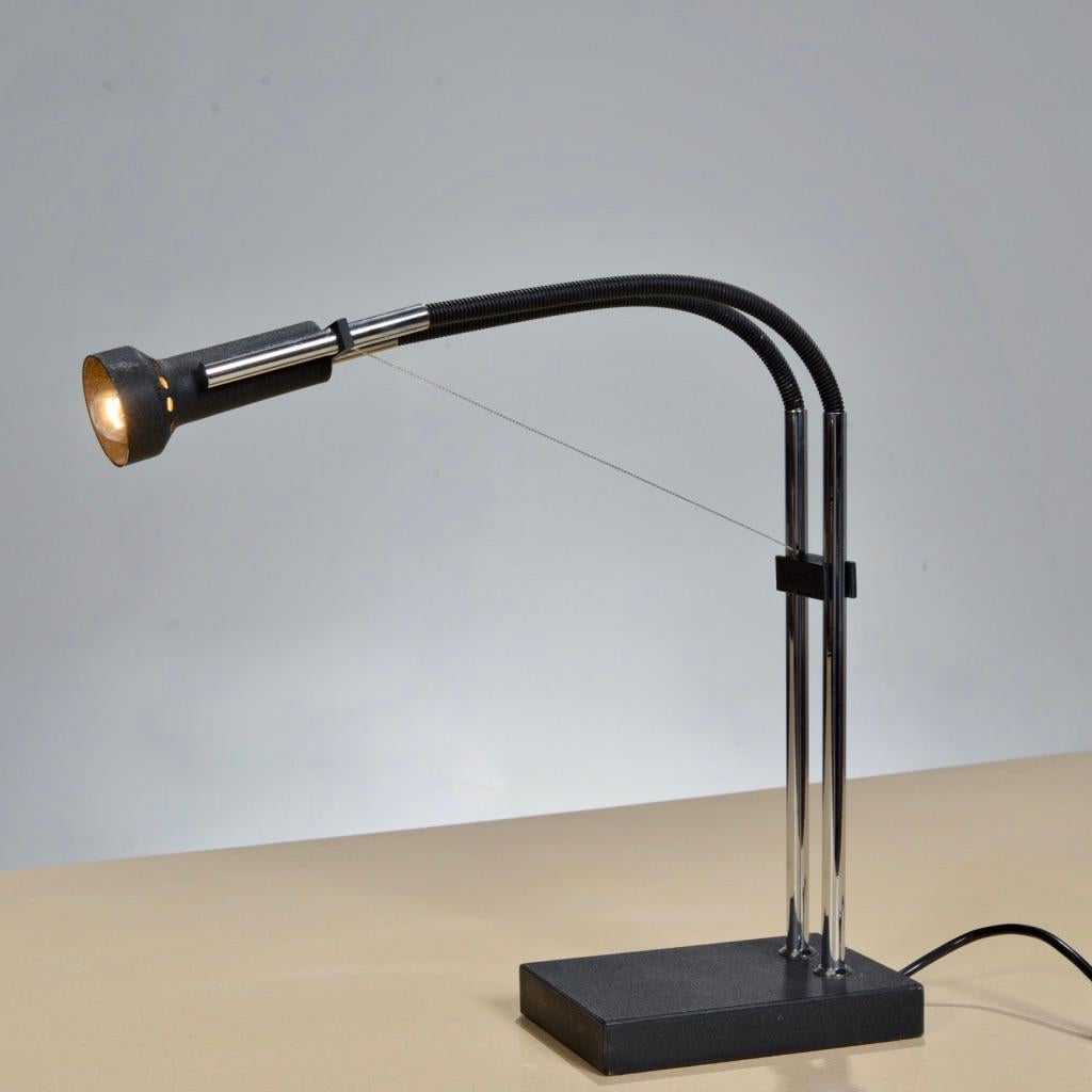 Chrome Lampe de bureau Flexa d'Angelo Lelli pour Arredoluce, Italie en vente