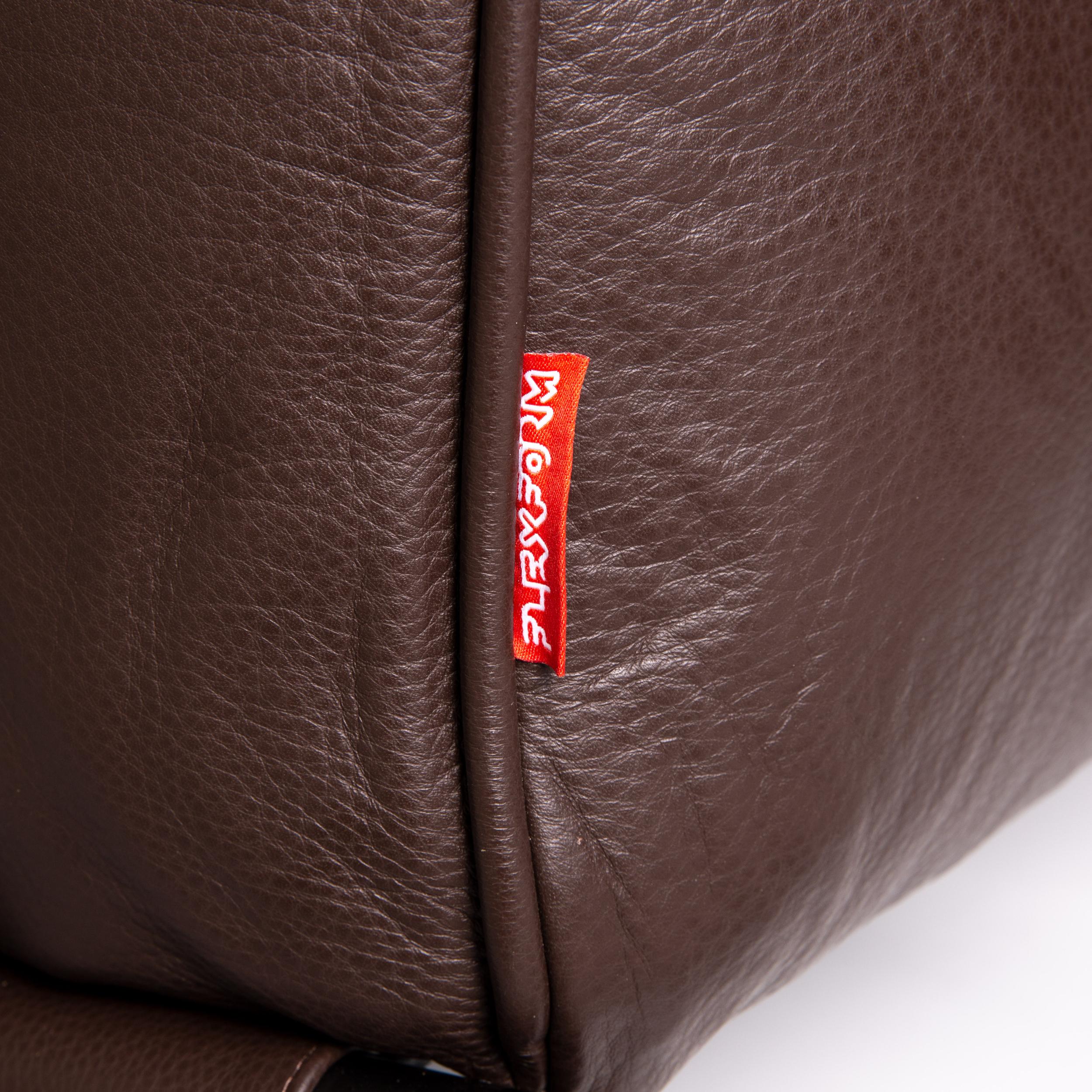 Flexform Adda Leather Sofa Brown Dark Brown Three-Seat Couch In Excellent Condition In Cologne, DE