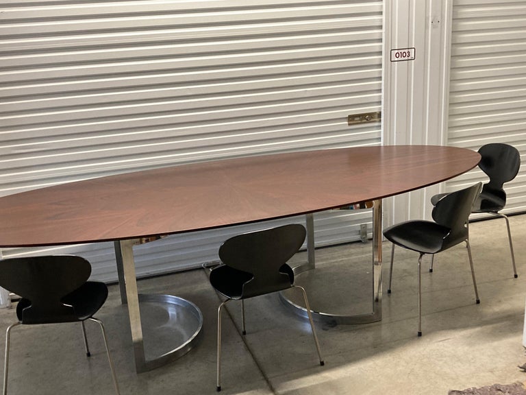 Flexform 'Arthur' Rosewood Elliptical Conference Dining Table on Chrome Base For Sale 5