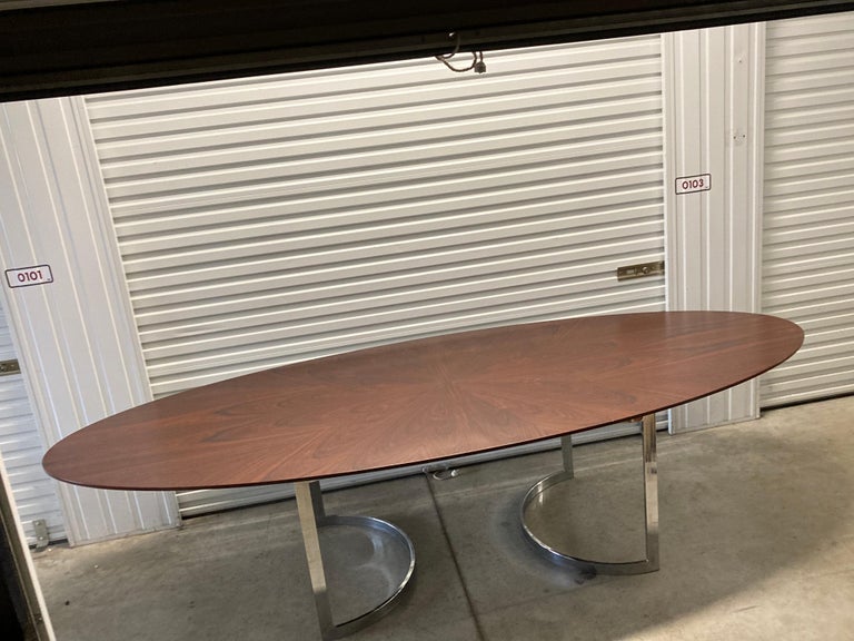 Flexform 'Arthur' Rosewood Elliptical Conference Dining Table on Chrome Base For Sale 8