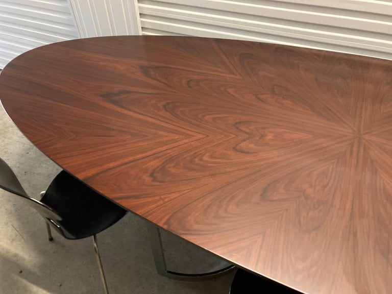 Flexform 'Arthur' Rosewood Elliptical Conference Dining Table on Chrome Base In Good Condition For Sale In London, GB