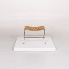 Flexform Basket Chrome Stool Set Ocher Brown 2x Stool Foldable