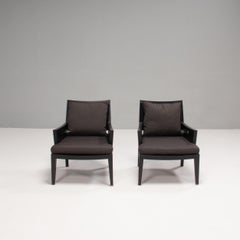 Flexform Betty Sessel aus dunklem Nussbaumholz und grau, 2er-Set