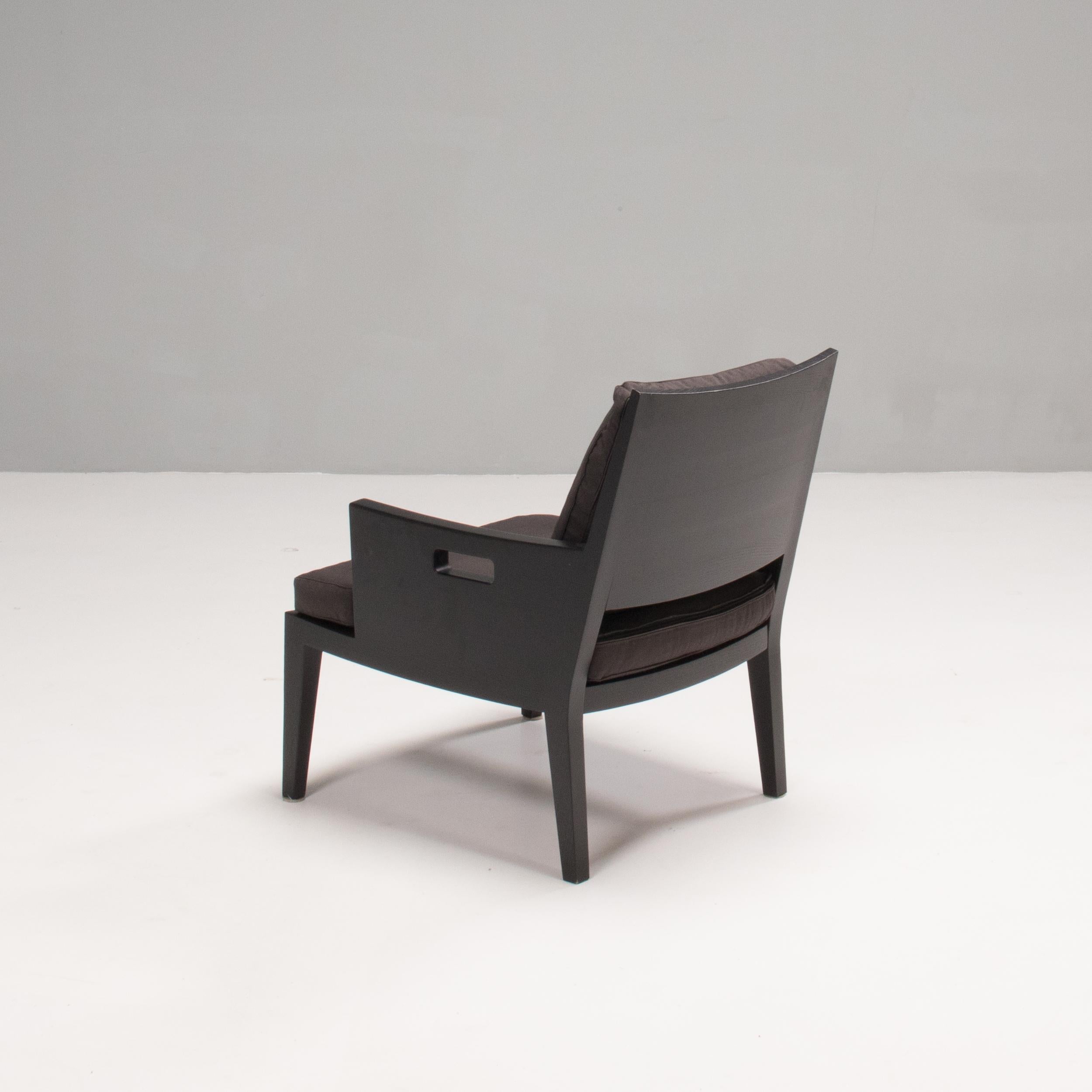 Contemporary Flexform Betty Dark Walnut and Grey Armchair, Set of 2