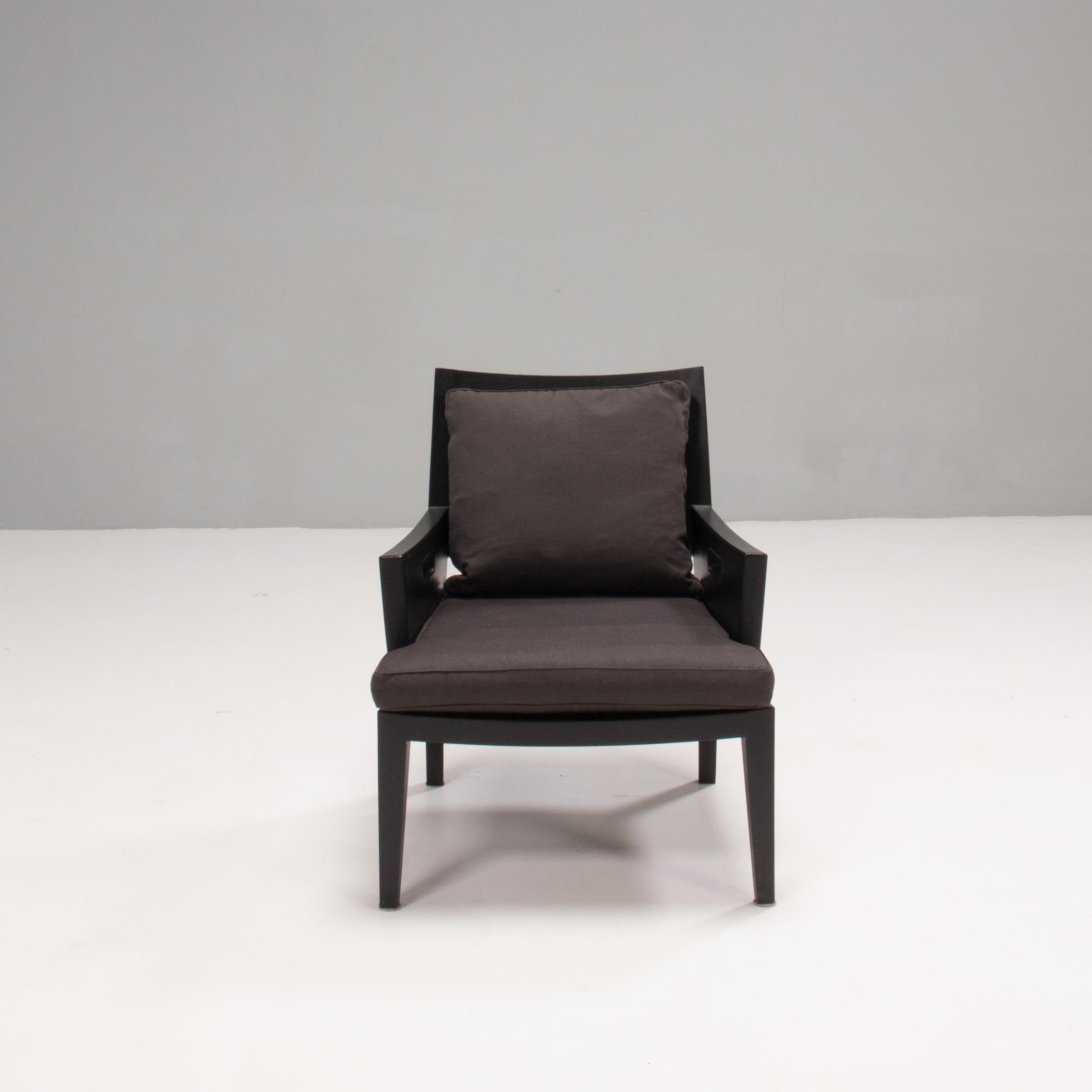 Flexform Betty Dark Walnut and Grey Armchair, Set of 2 1