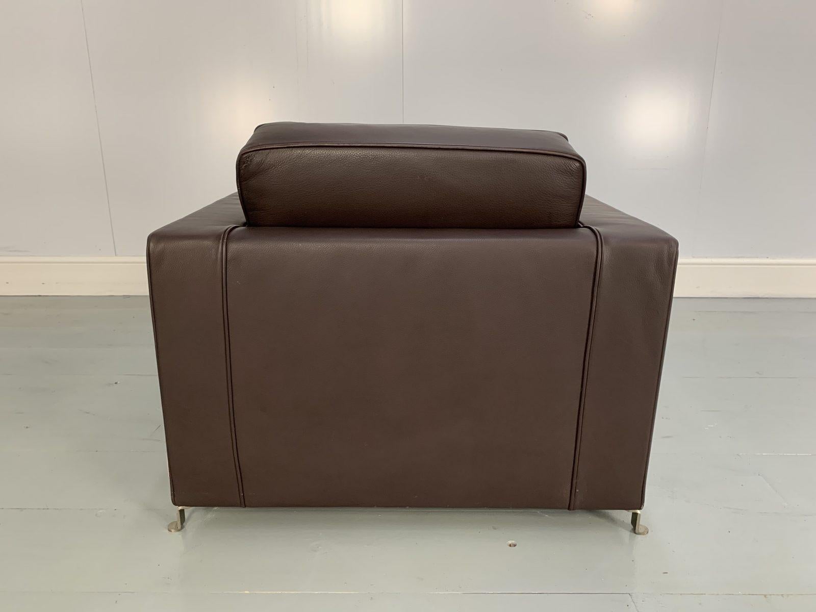 Contemporary Flexform “Bob” Movement Armchair in Dark Brown Leather For Sale