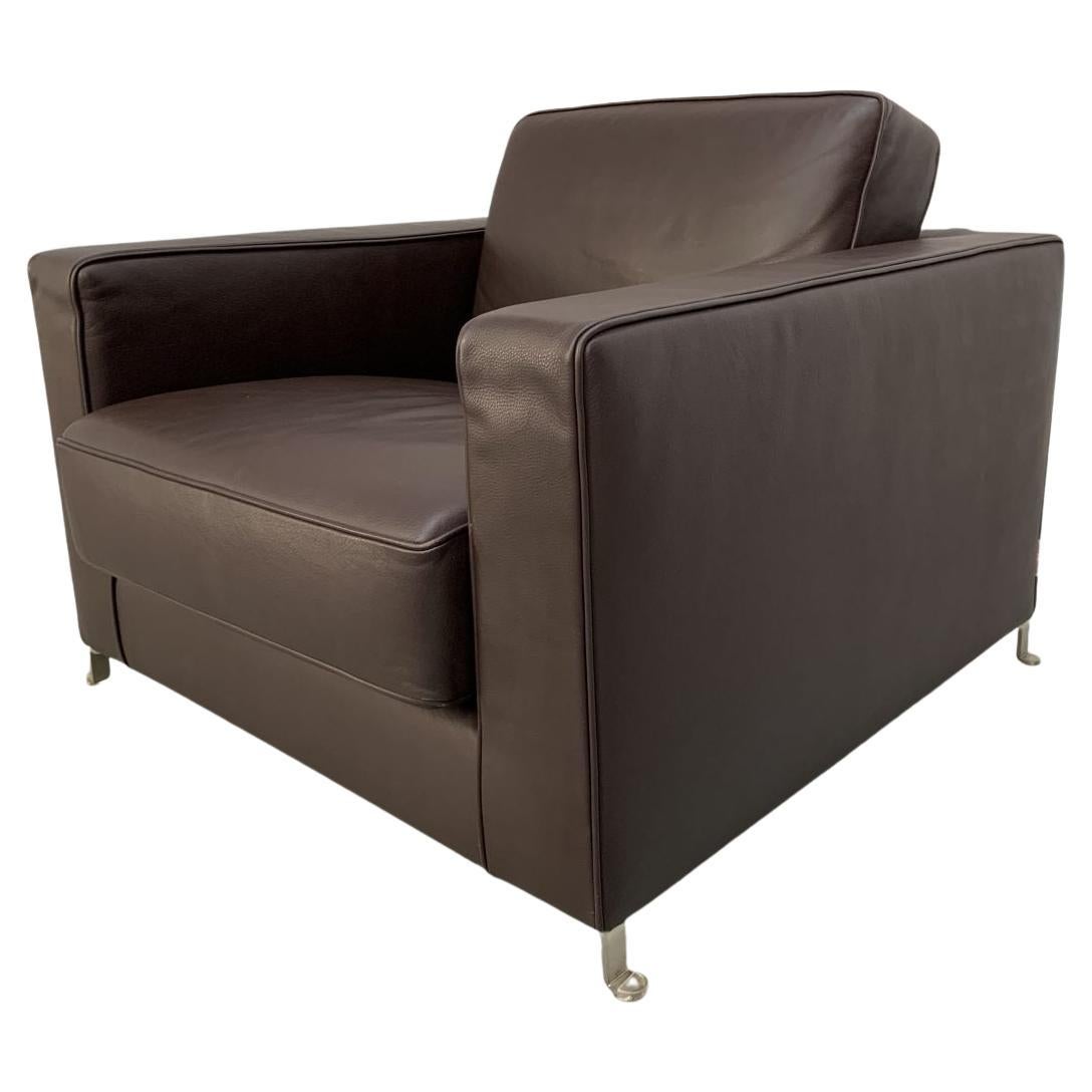 Flexform “Bob” Movement Armchair in Dark Brown Leather For Sale