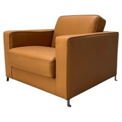 Poltrona con movimento "Bob" di Flexform - In pelle marrone tinta Lux