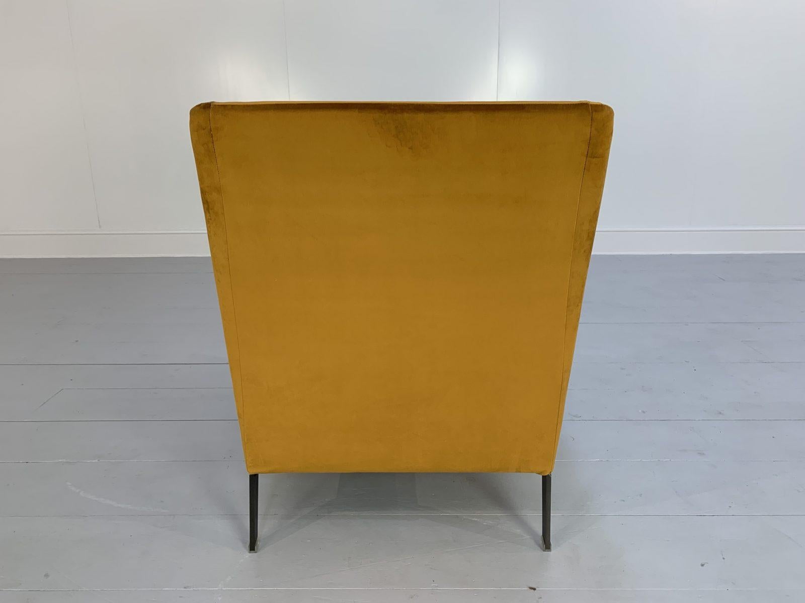 Contemporary Flexform “Boss” Armchair in Saffron Gold Velvet
