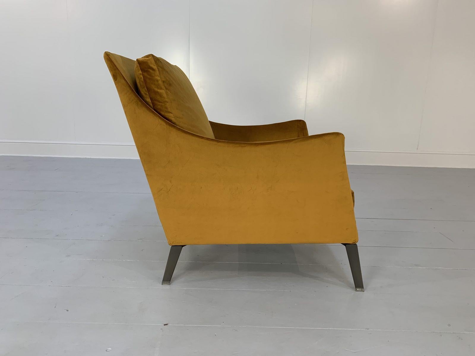 Flexform “Boss” Armchair in Saffron Gold Velvet In Good Condition In Barrowford, GB