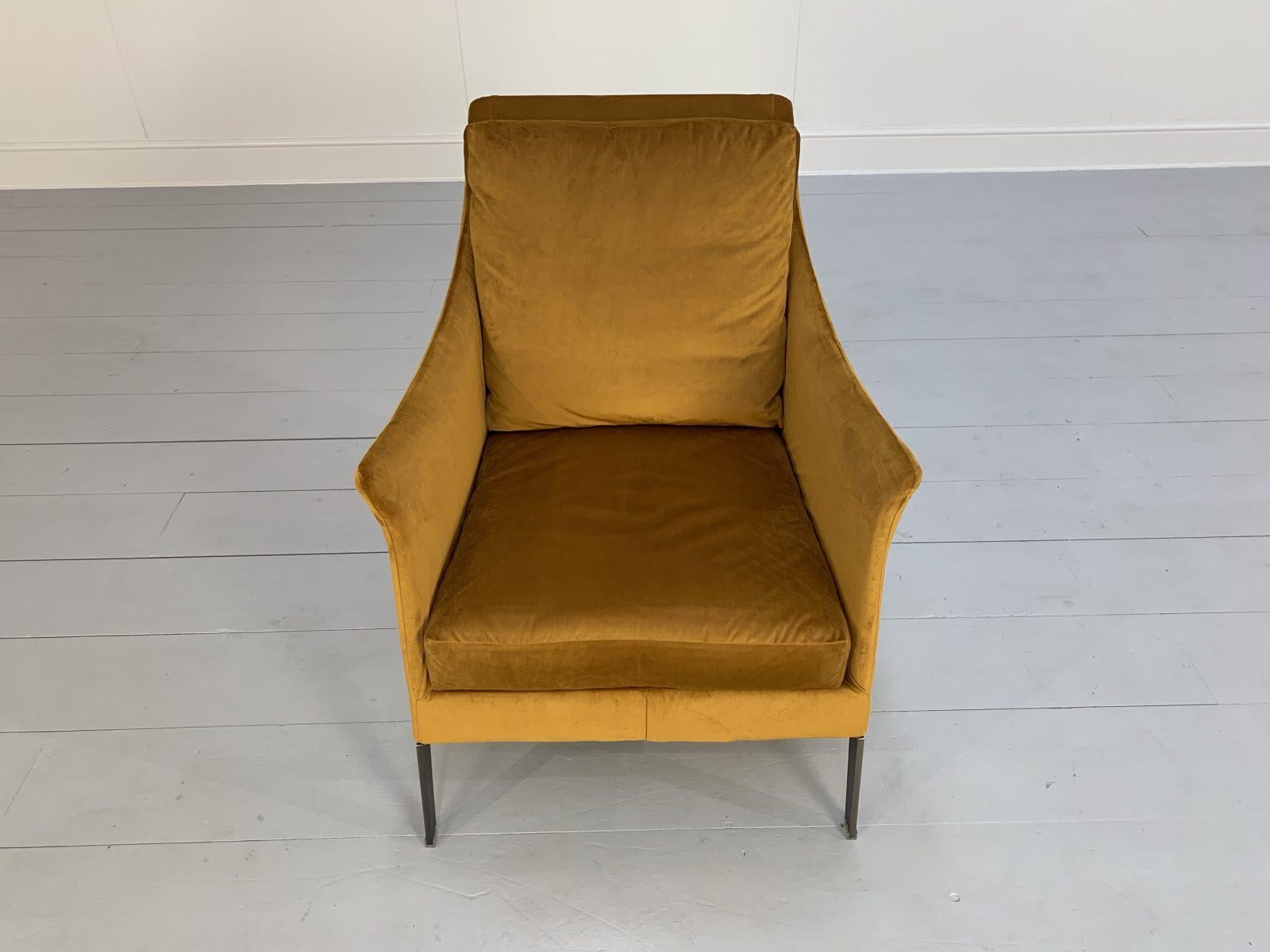 Flexform “Boss” Armchair in Saffron Gold Velvet 4
