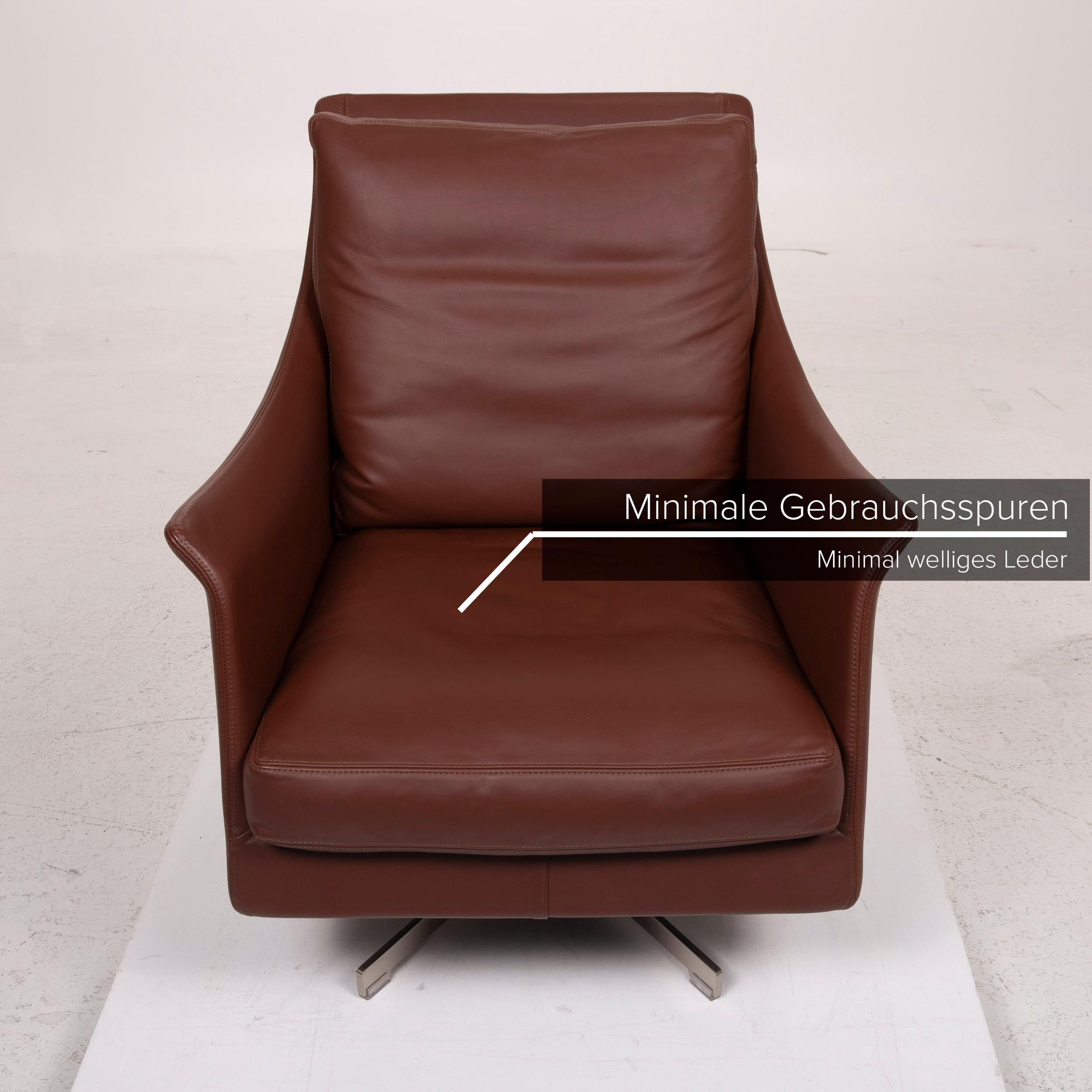 Modern Flexform Boss Leather Armchair Brown