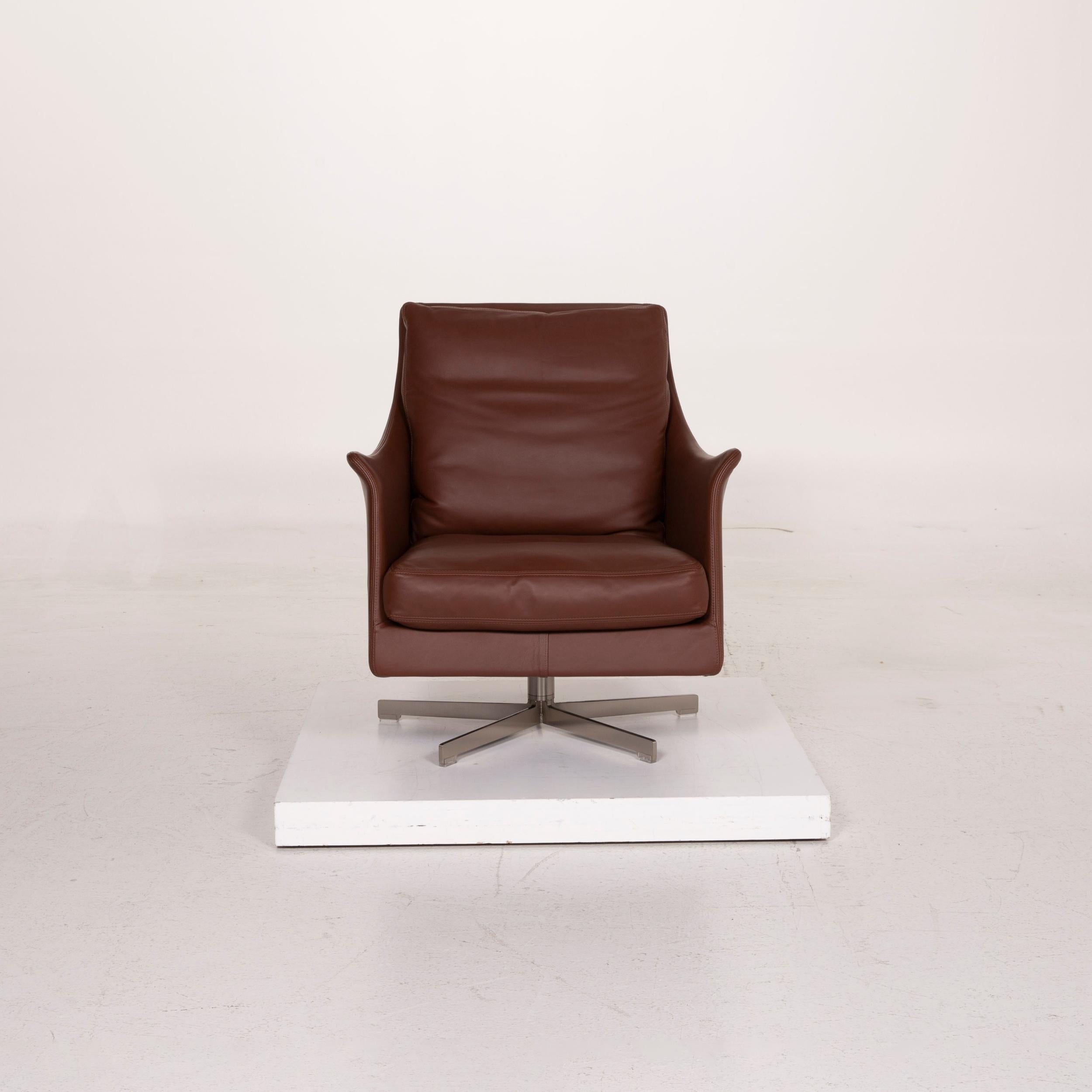 Flexform Boss Leather Armchair Brown In Good Condition In Cologne, DE