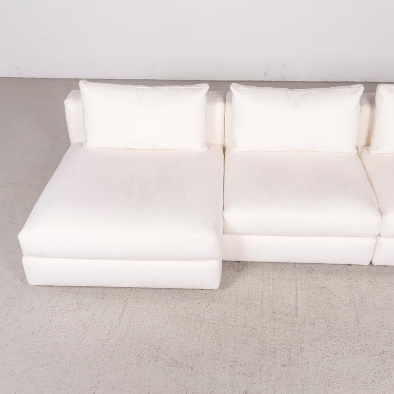 Flexform Designer Fabric Sofa White Corner Sofa Stool For Sale at 1stDibs