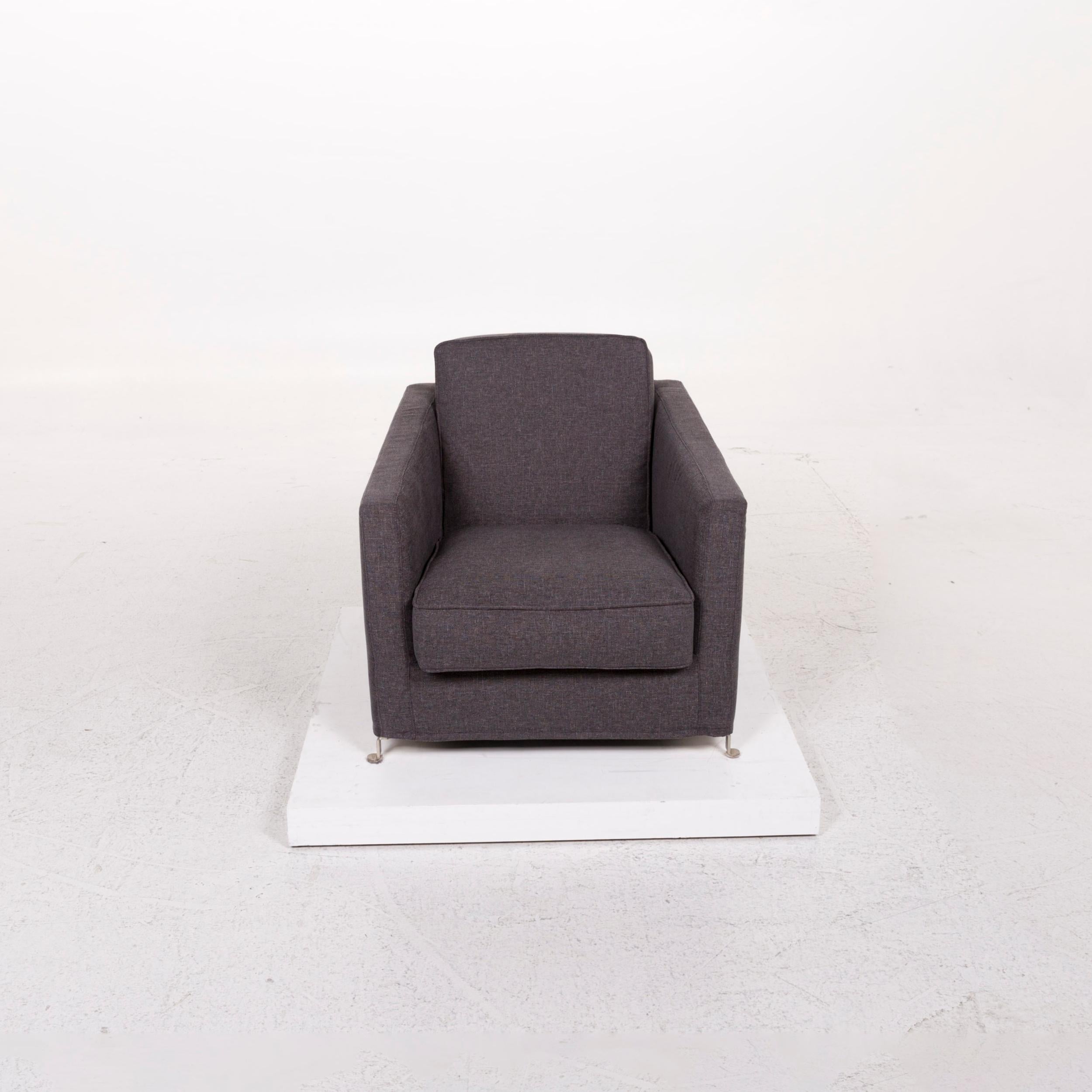 Contemporary Flexform Fabric Armchair Gray Anthracite For Sale