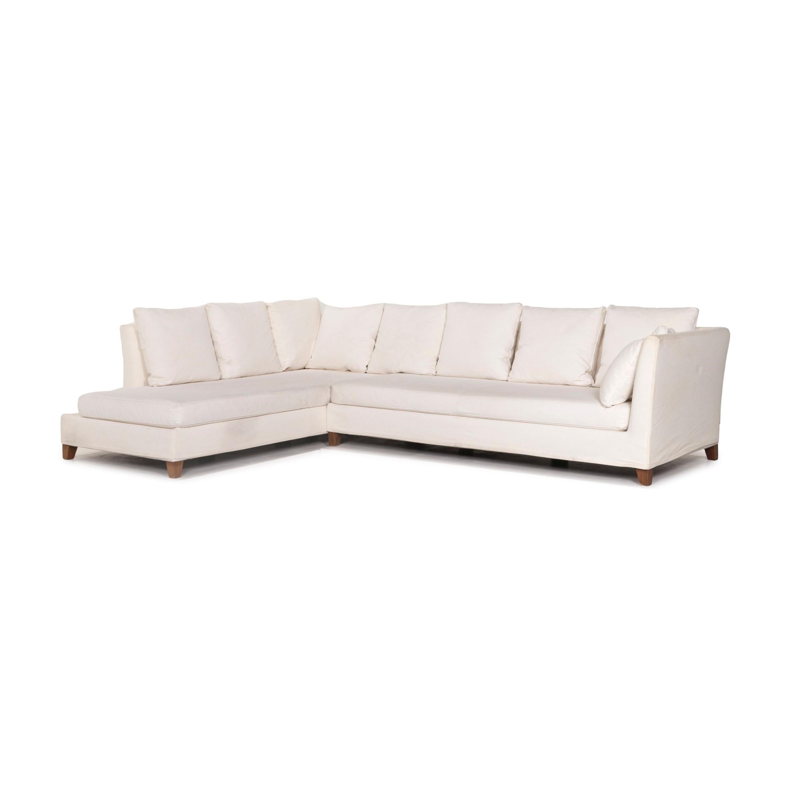 Contemporary Flexform Fabric Corner Sofa Cream Sofa Couch For Sale