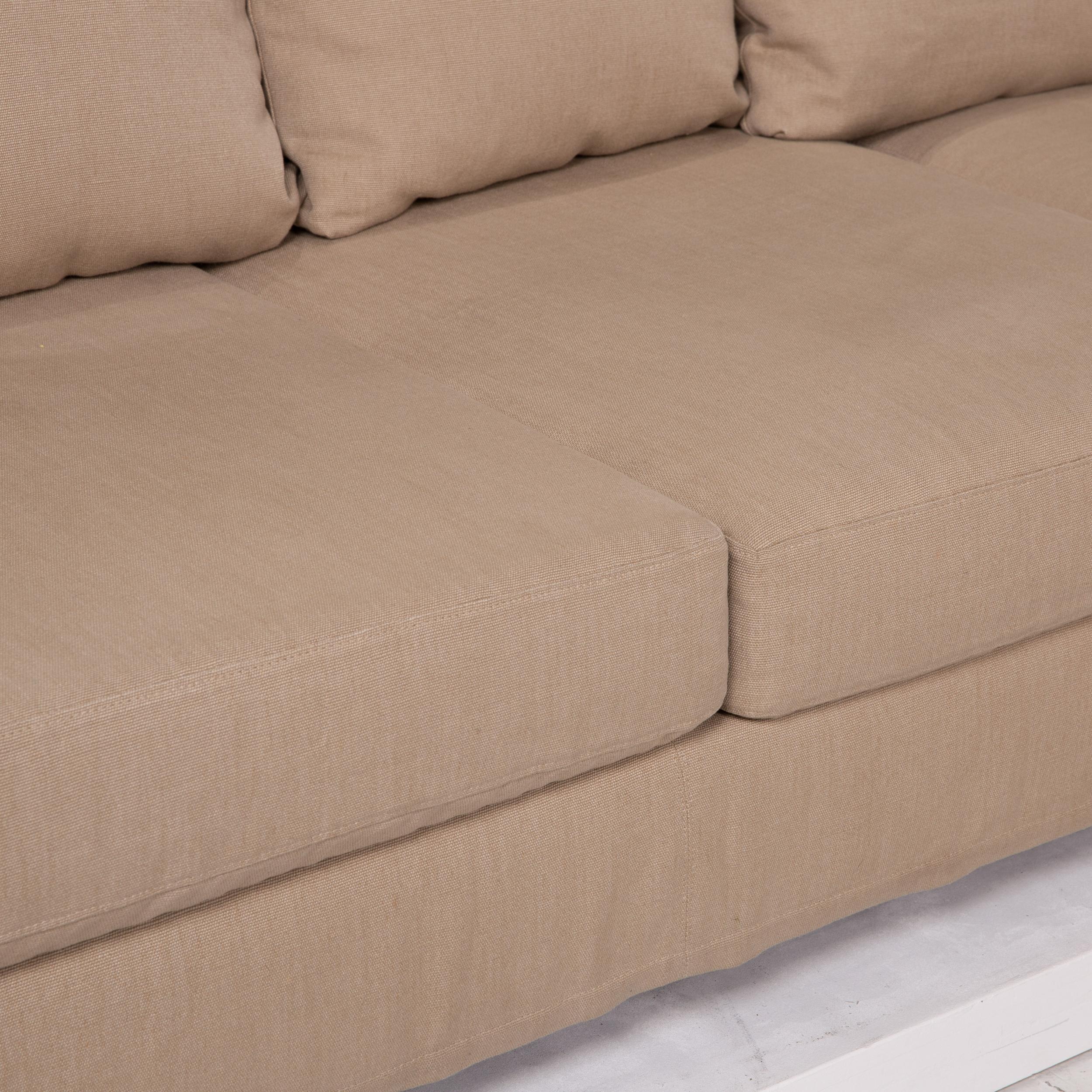 Modern Flexform Fabric Sofa Beige Corner Sofa For Sale