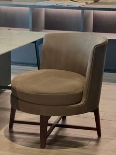 Flexform Feel Good Armchair by Antonio Citterio, Leather and Walnut Base