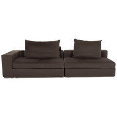 Used Flexform Groundpiece Fabric Sofa Green Three-Seat Gray