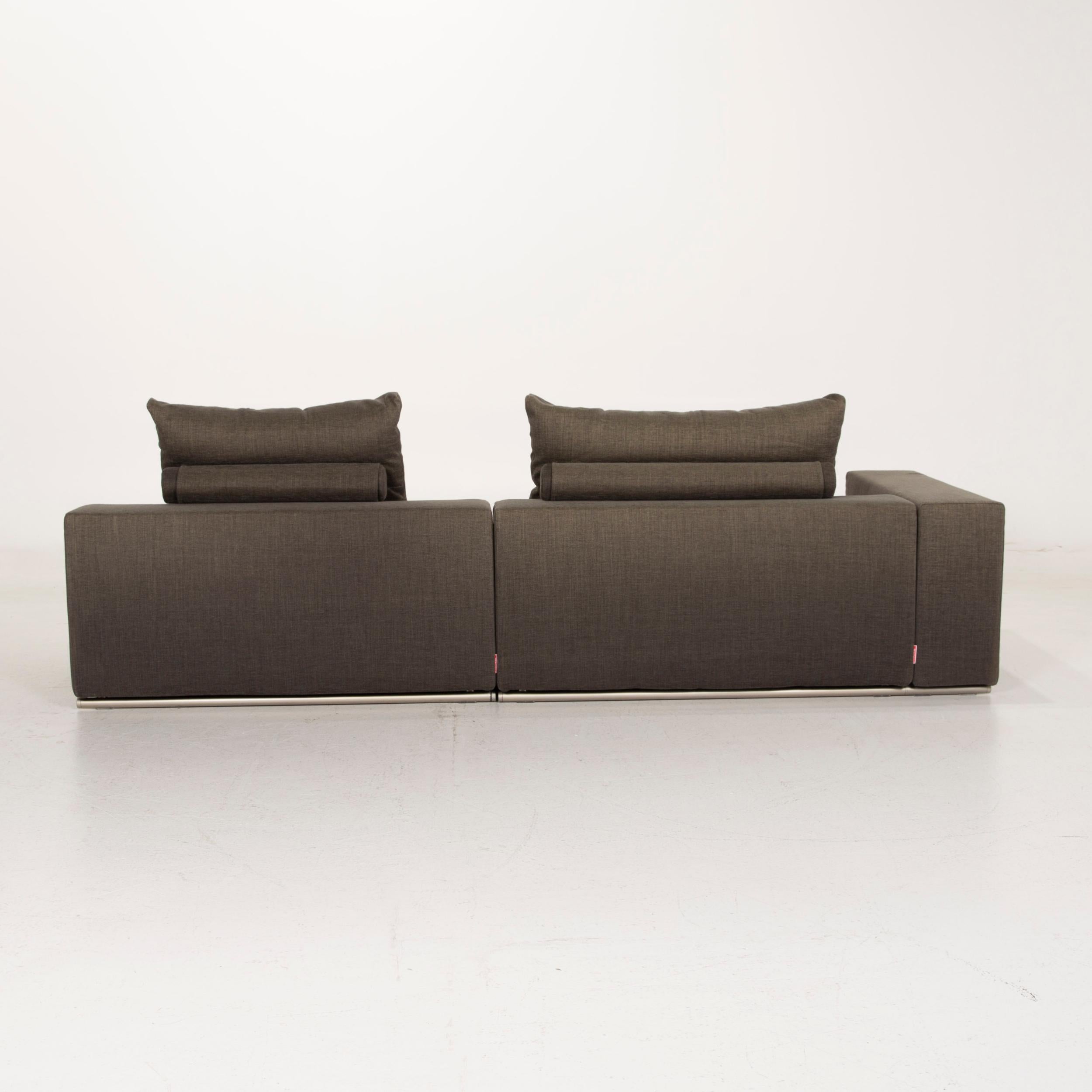 Flexform Groundpiece Fabric Sofa Green Three-Seat Gray 1
