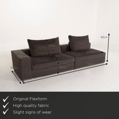 Flexform Groundpiece Fabric Sofa Green Three-Seat Gray