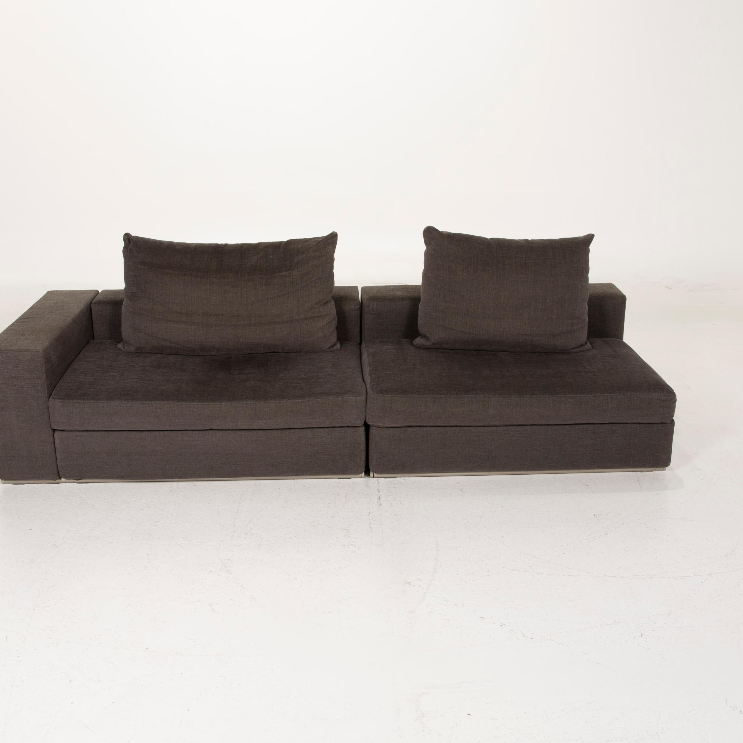 Flexform Groundpiece Fabric Sofa Green Three-Seat Gray In Good Condition In Cologne, DE