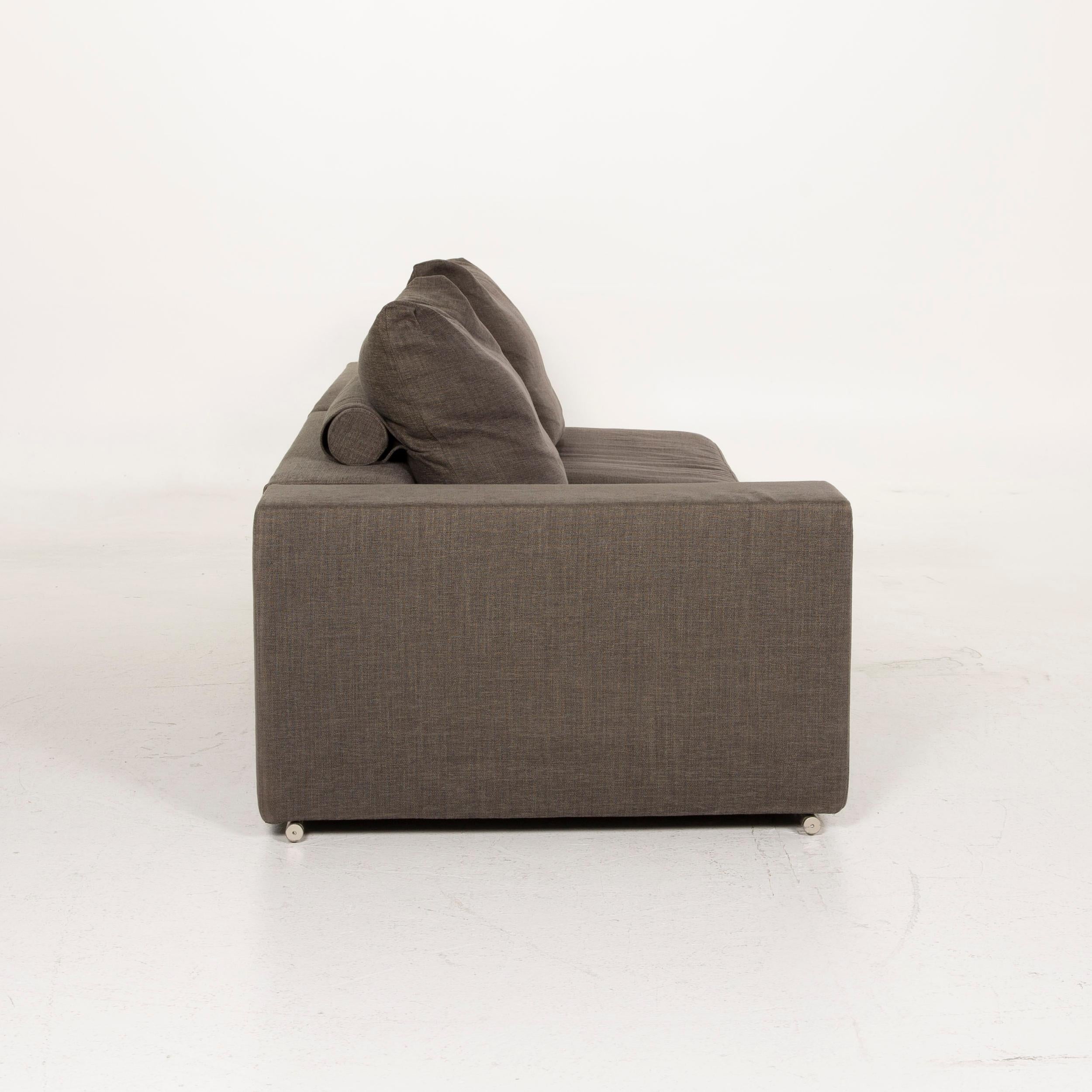 Contemporary Flexform Groundpiece Fabric Sofa Green Three-Seat Gray