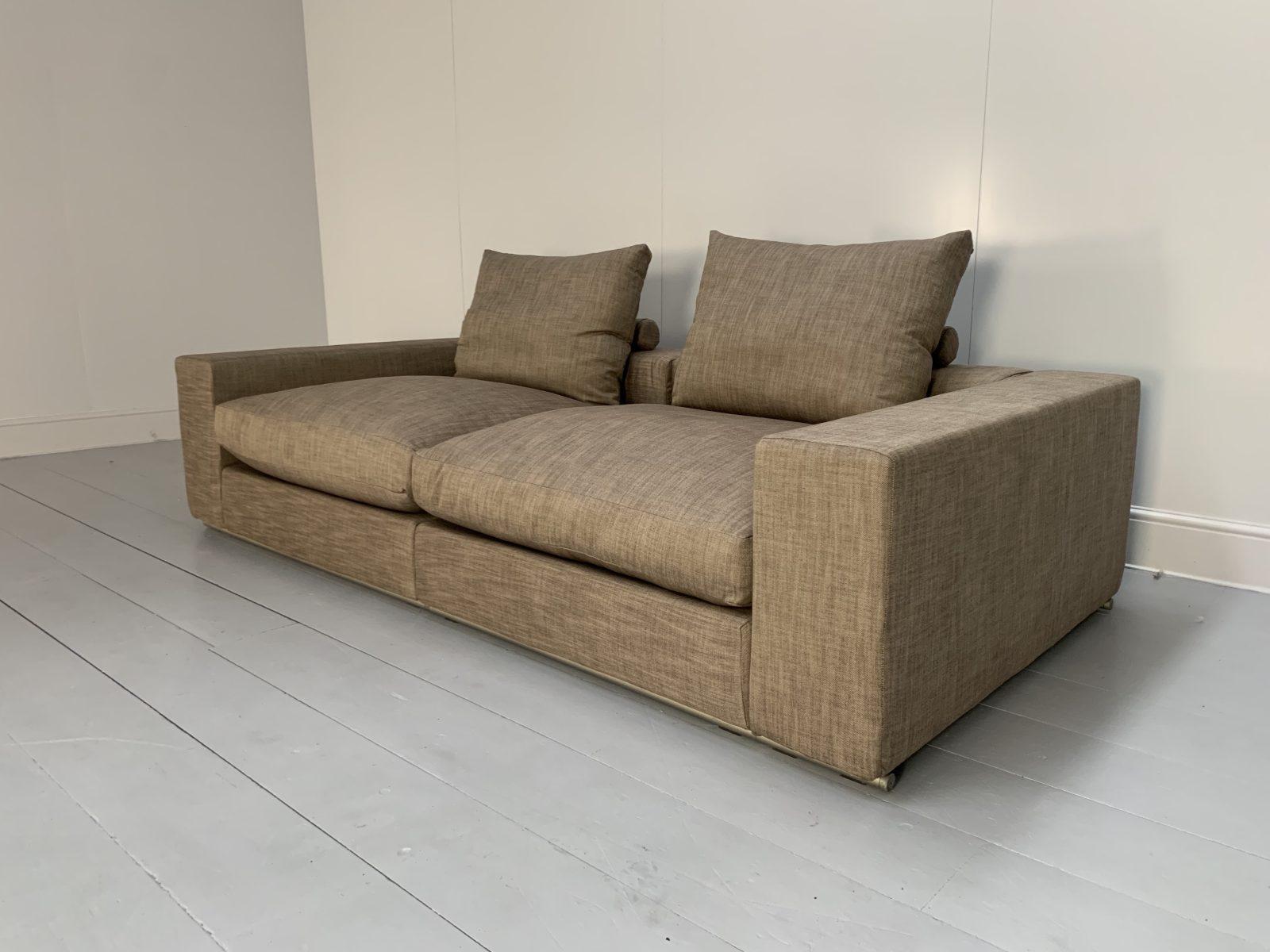 Flexform “Groundpiece” Sofa & 2 Armchair Suite, in Woven Linen For Sale 4