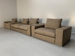 Flexform “Groundpiece” Sofa & 2 Armchair Suite, in Woven Linen