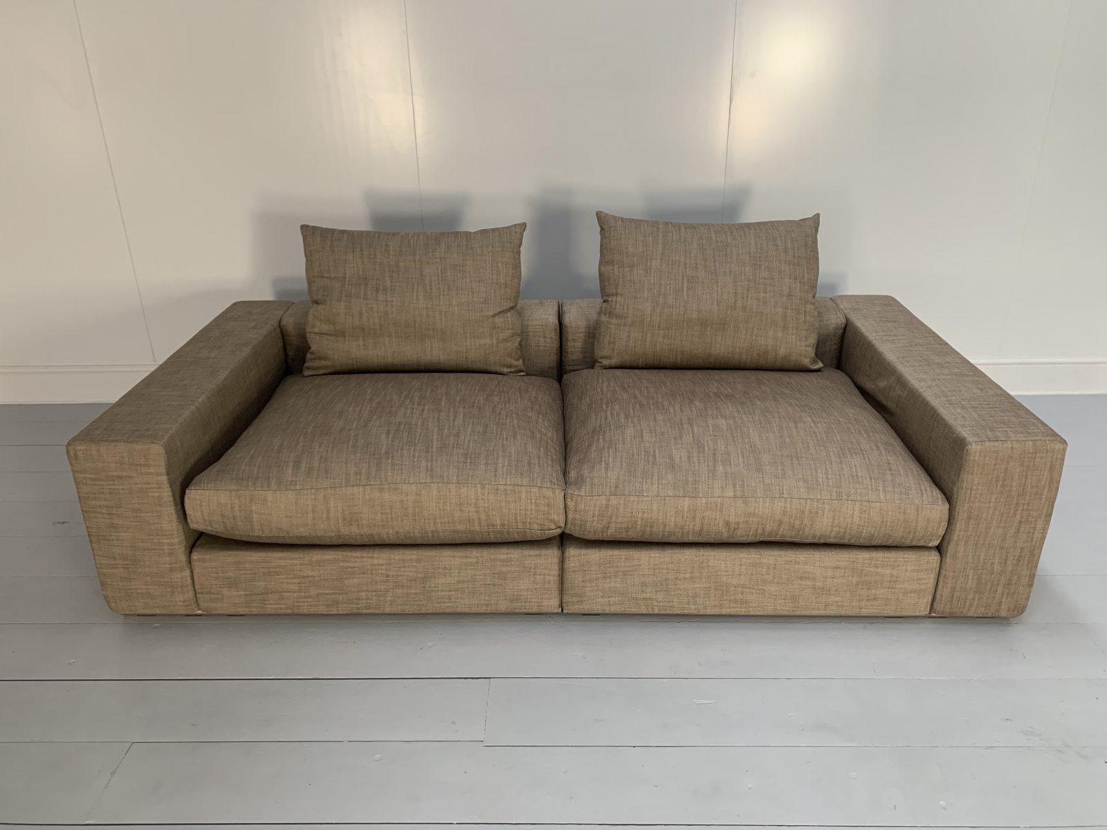 Flexform “Groundpiece” Sofa & 2 Armchair Suite, in Woven Linen For Sale 1