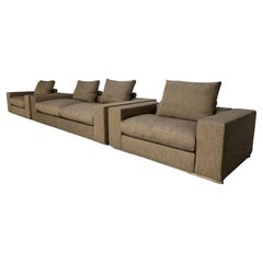 Flexform “Groundpiece” Sofa & 2 Armchair Suite, in Woven Linen