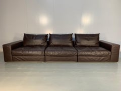 Flexform "Groundpiece" Sofa in Brown "Pelle De Lux" Leather