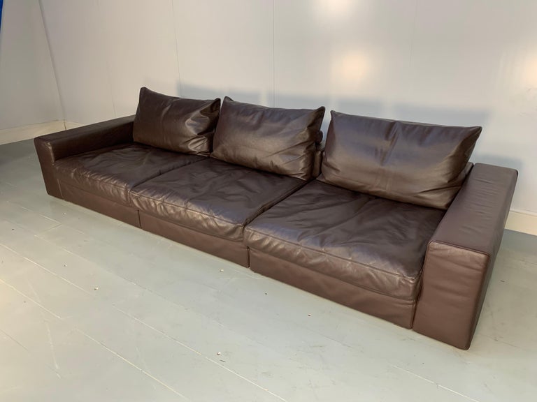 Flexform "Groundpiece" Sofa in Brown "Pelle De Lux" Leather at 1stDibs