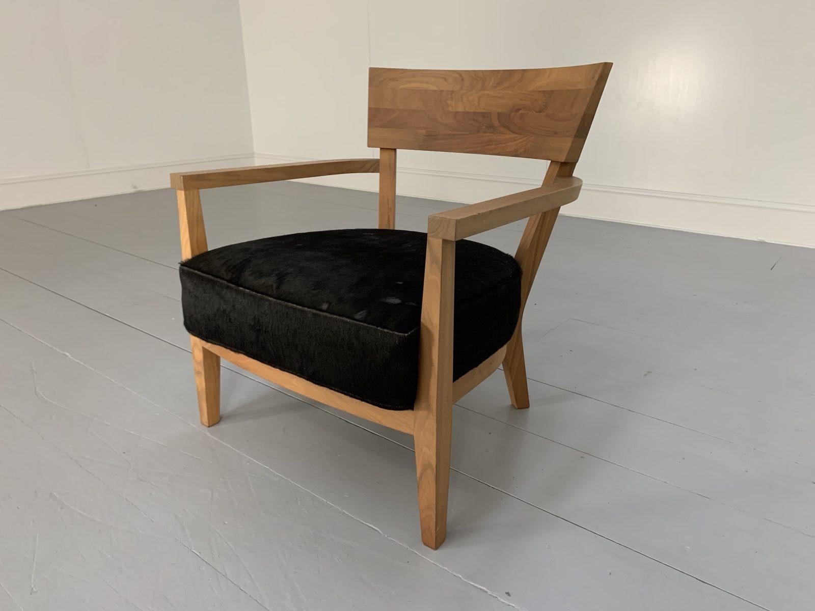 Flexform “Jenny” Armchair, in Walnut and Black Ponyskin For Sale at 1stDibs