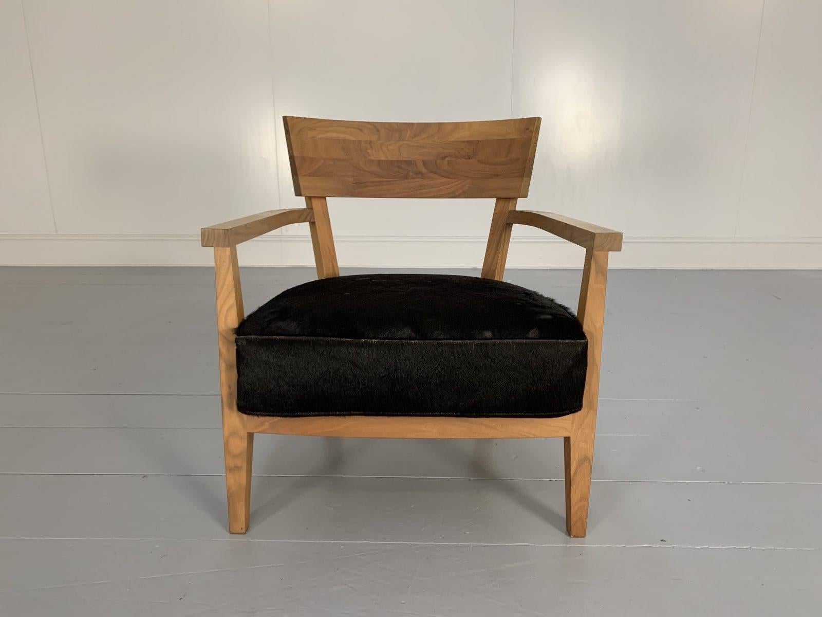 Flexform “Jenny” Armchair, in Walnut and Black Ponyskin For Sale at 1stDibs