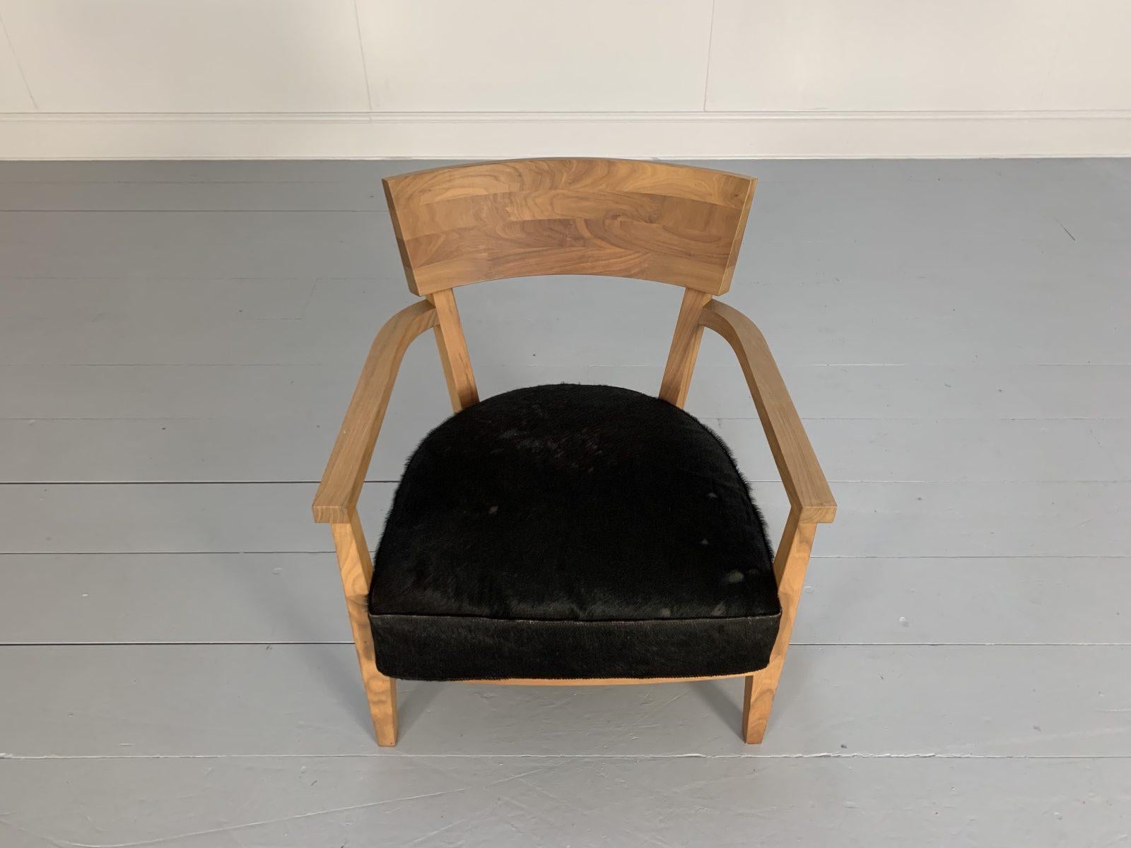 Flexform “Jenny” Armchair, in Walnut and Black Ponyskin For Sale at 1stDibs