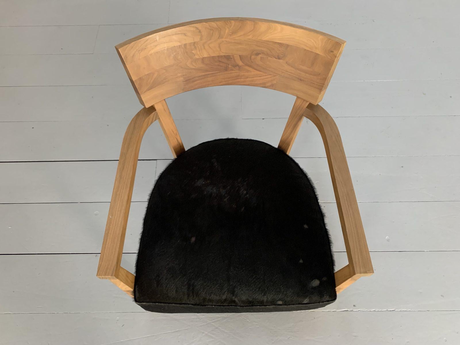 Flexform “Jenny” Armchair, in Walnut and Black Ponyskin For Sale at 1stDibs