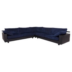 Flexform Leather Fabric Corner Sofa Blue Black Sofa Couch