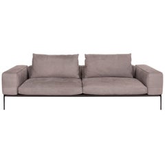 Used Flexform Life Steel Leather Sofa Gray Three-Seat Couch